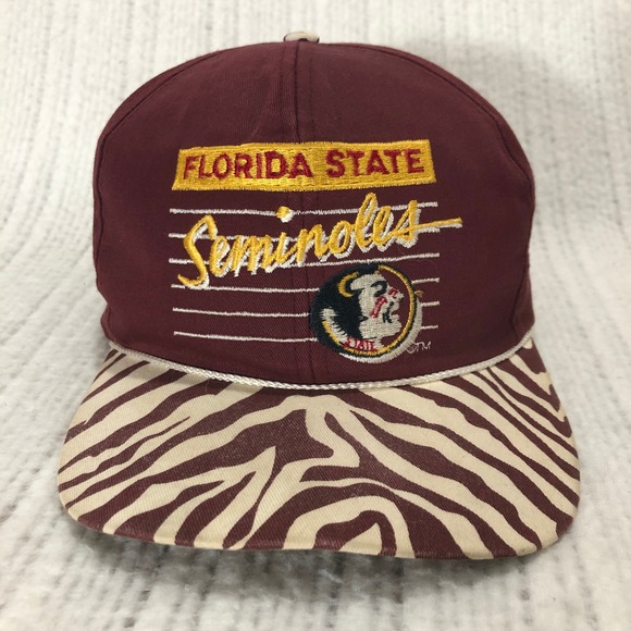 Florida State Seminoles Snapback Hat Burgundy Zebra Brim NCAA College